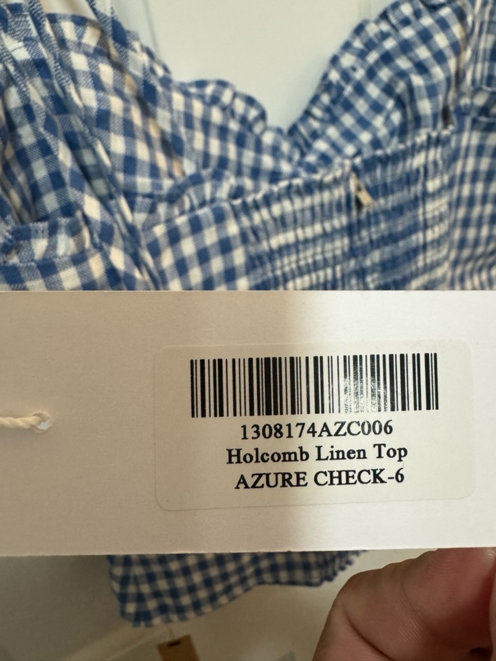 NWT Reformation Holcomb Linen Top Azure Check Size 6 $128 - Picture 9 of 12